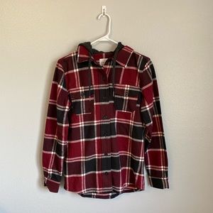 Flannel Button Up Sweatshirt